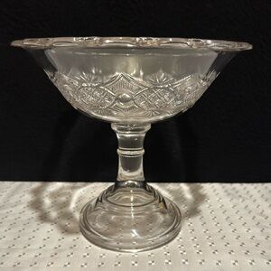 RARE 1880’s Pedestal Glass Compote Dish In Beautiful Shape & Design